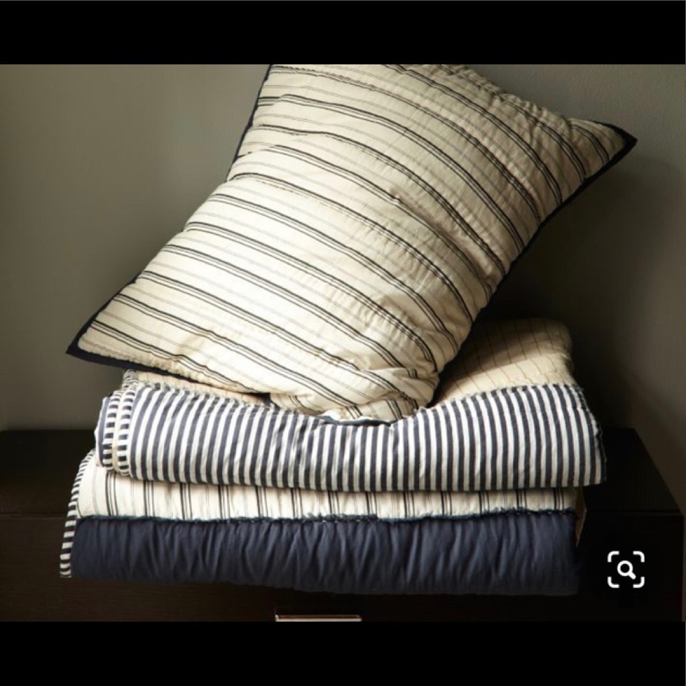 West Elm Cotton Quilted Striped Euro Sham Taupe​​​​​​​​​